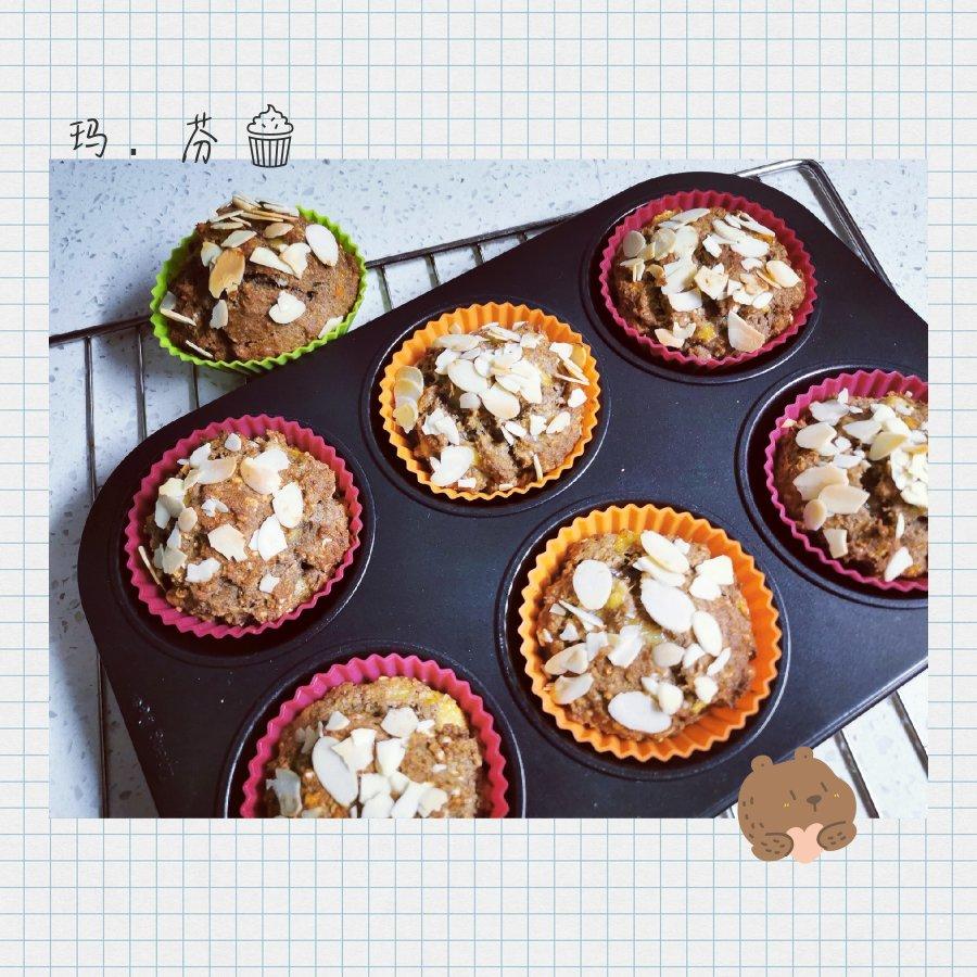 无糖海盐香蕉夹心花生酱燕麦快手马芬【健康主食】