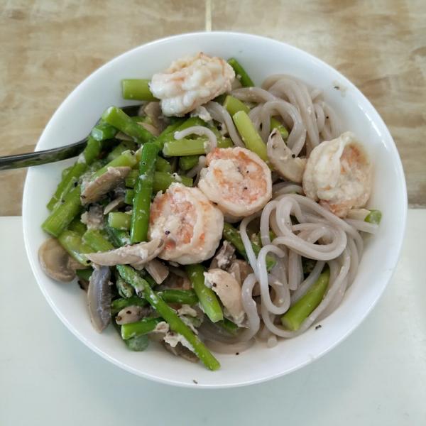 芦笋蘑菇虾仁意面－减脂轻食