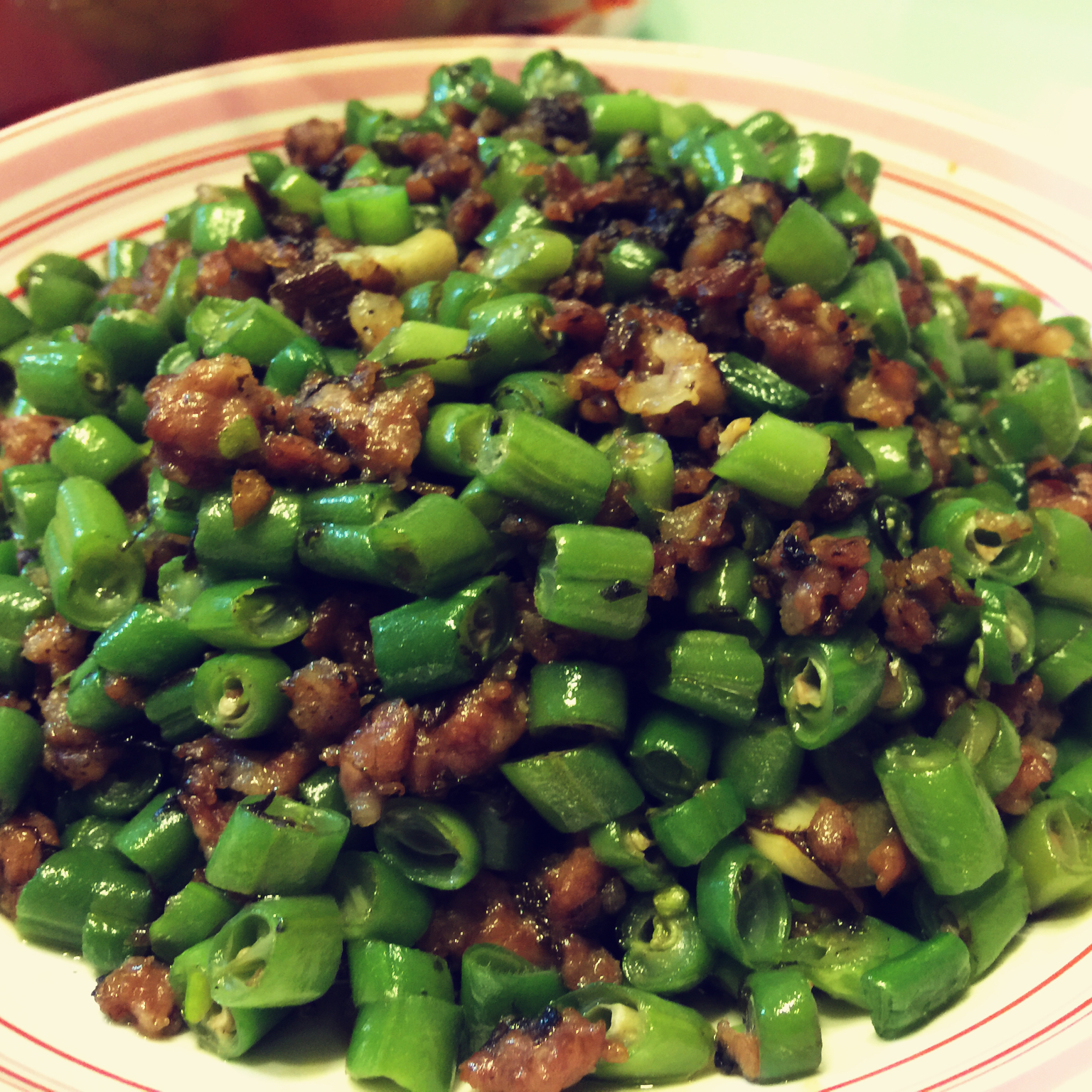 榄菜肉末四季豆