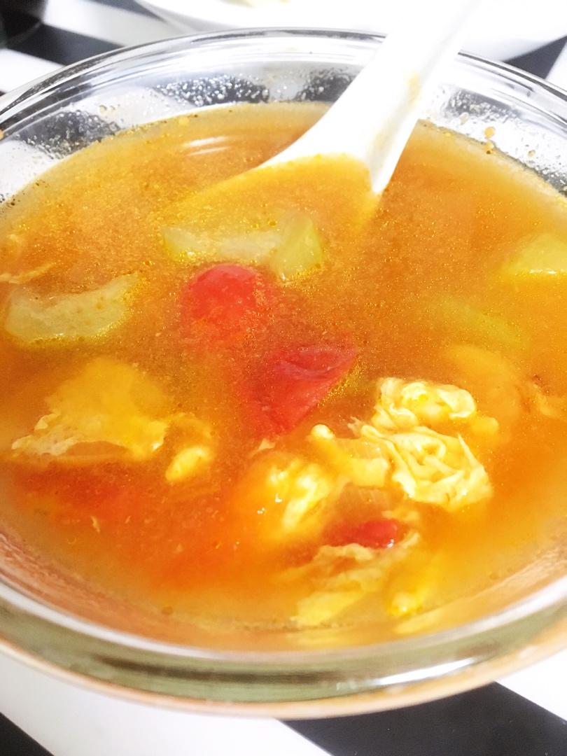 番茄丝瓜蛋花汤