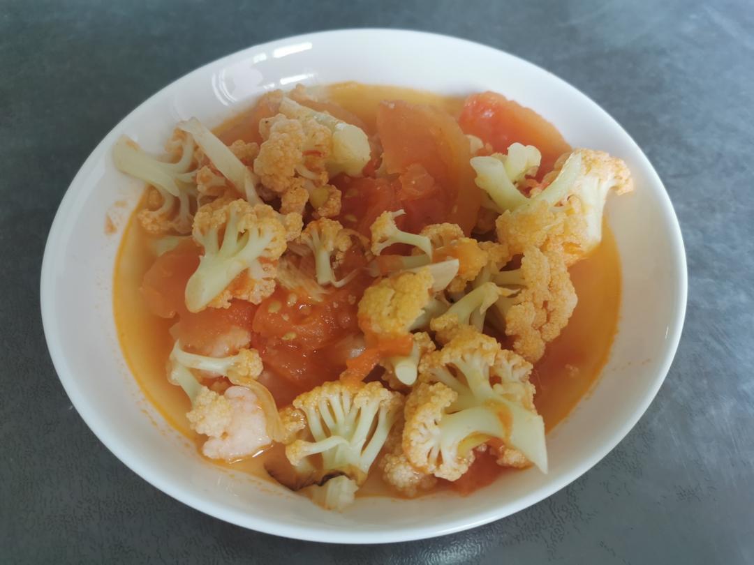 番茄虾仁炖花菜