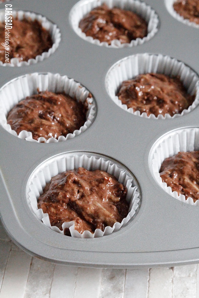 Skinny Double Chocolate Zucchini Pecan Muffins.的做法 步骤2