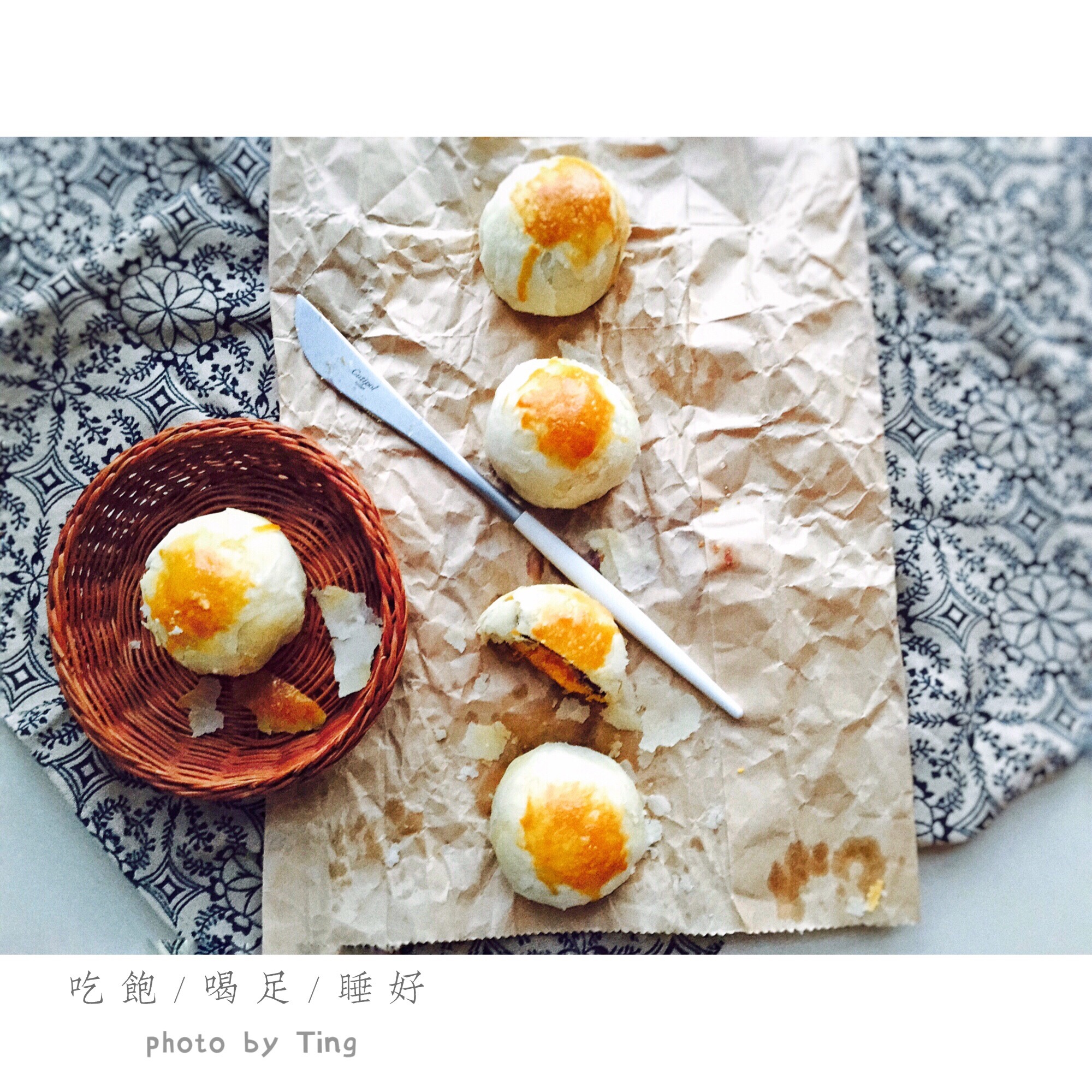 蛋黄酥~紫薯、抹茶、原味~花好月圆，中秋快乐~内附一次做六色蛋黄酥方法~