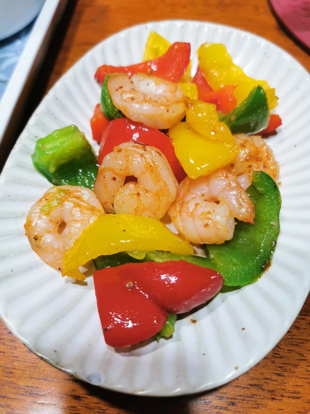 彩椒黄瓜炒虾仁