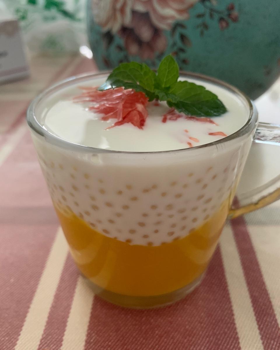 港式甜品——杨枝甘露(芒果西米露)附芒果花切法