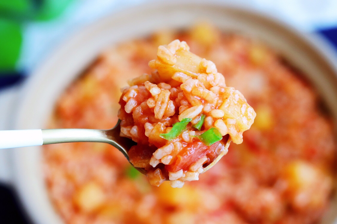 超香番茄土豆烩饭，家里有剩米饭的可以做哦！的做法 步骤9