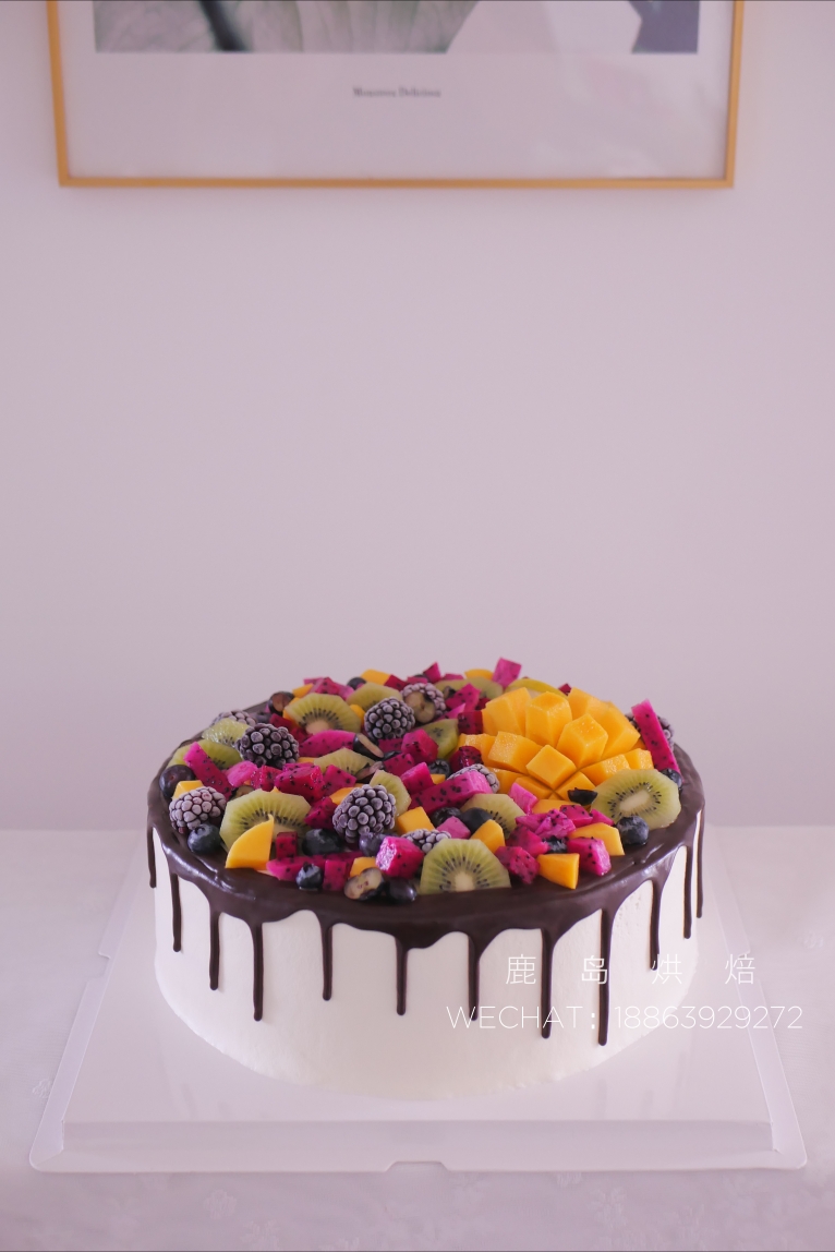巧克力淋面水果蛋糕的做法