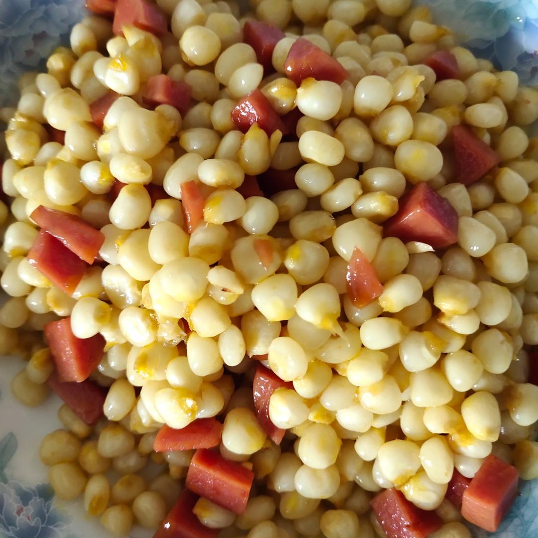 下饭菜！好吃香甜的清炒玉米粒火腿肠