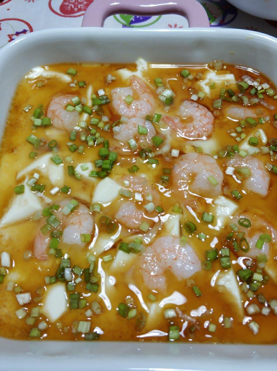 虾仁豆腐蒸水蛋