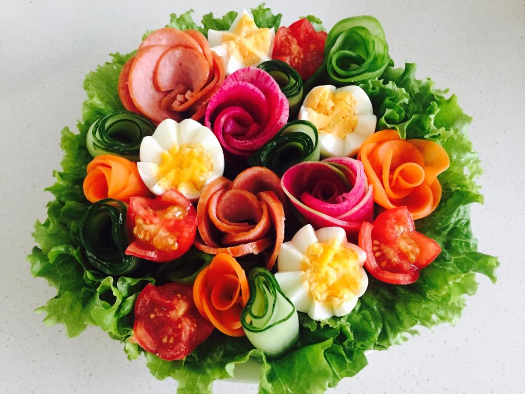 🌸花开富贵∣时蔬玫瑰花朵沙拉🌸