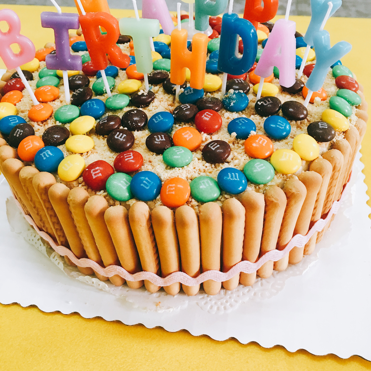 房子2012做的m巧克力手指饼干版蛋糕