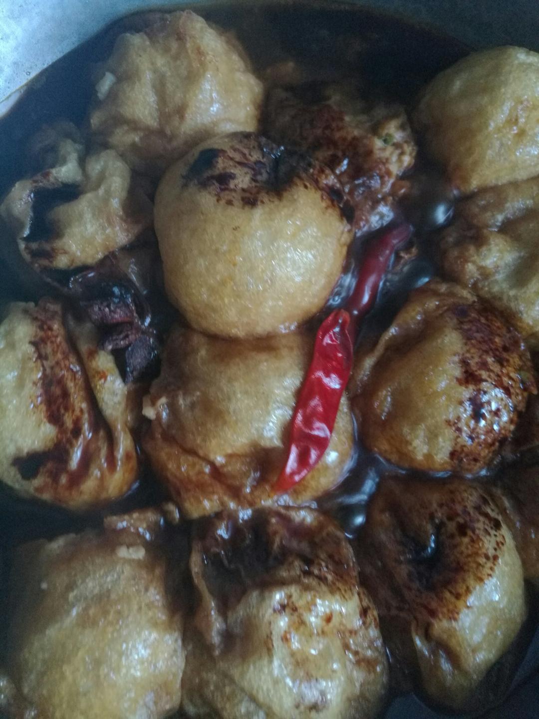 红烧油面筋塞肉