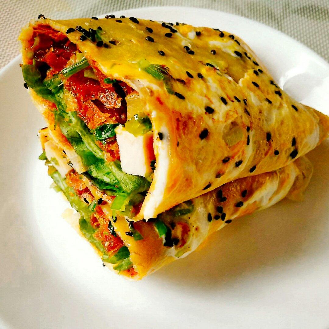 roseysheep做的绿豆面煎饼果子