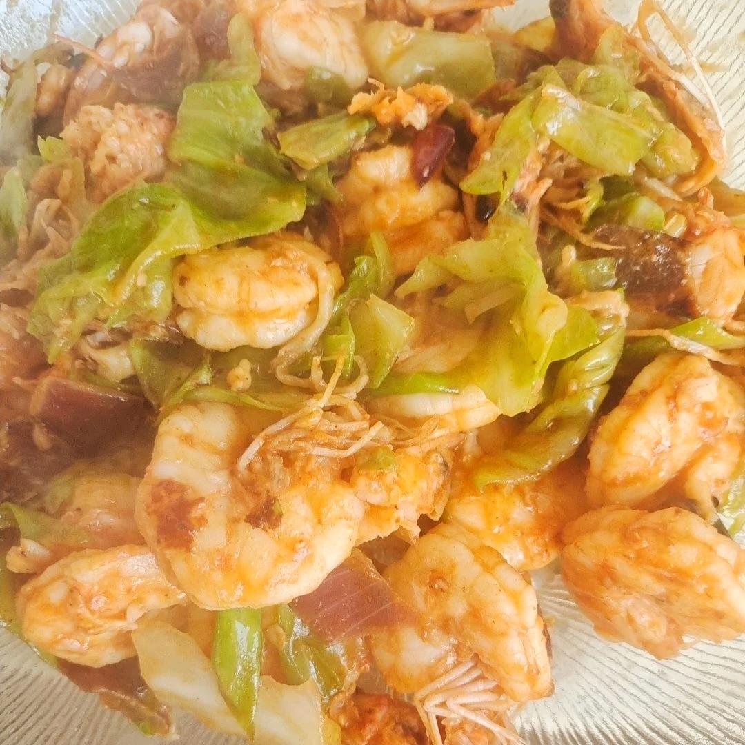 低脂低卡❗️0⃣️难度，Q弹鲜美的包菜炒虾仁❗️