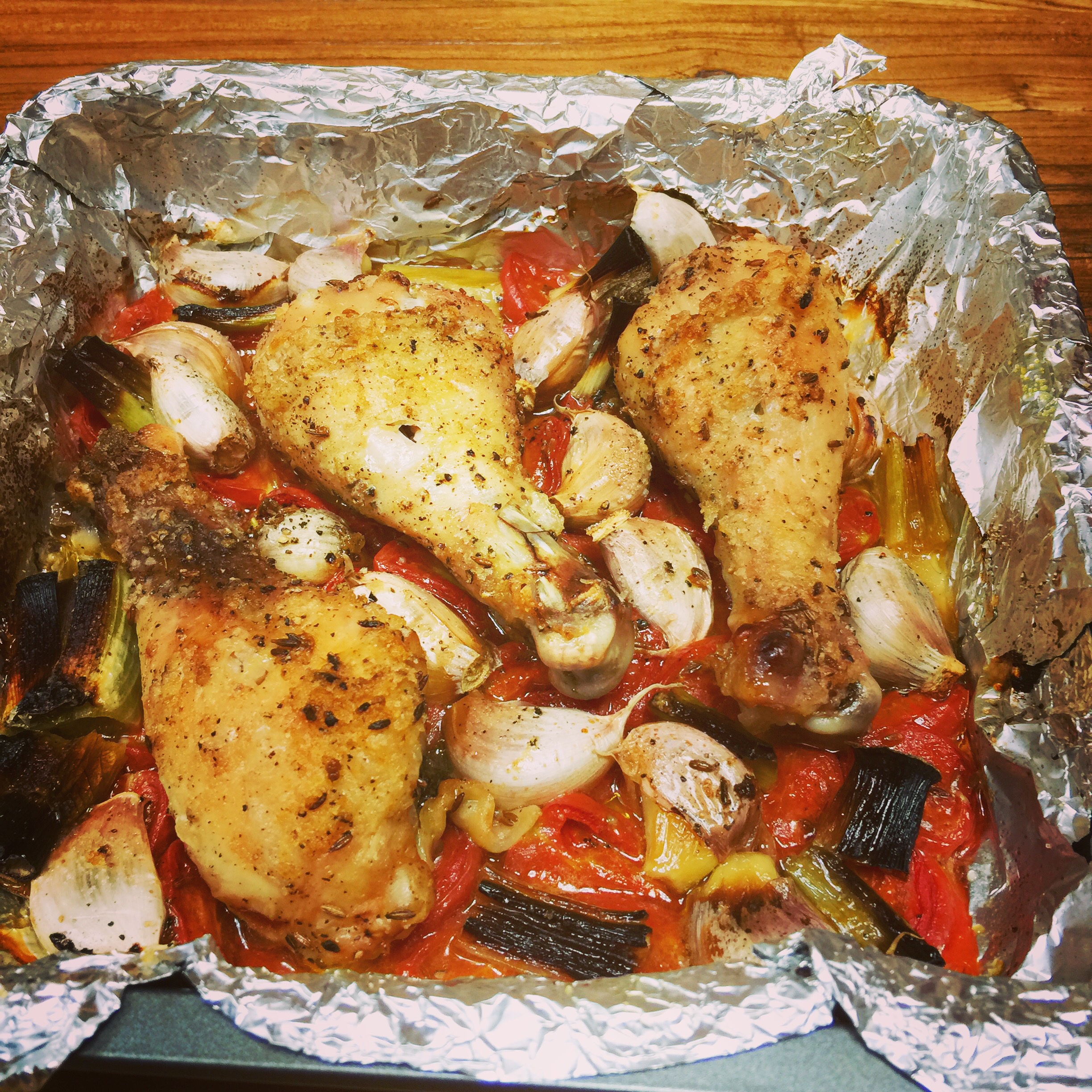 香蒜蕃茄烤鸡腿