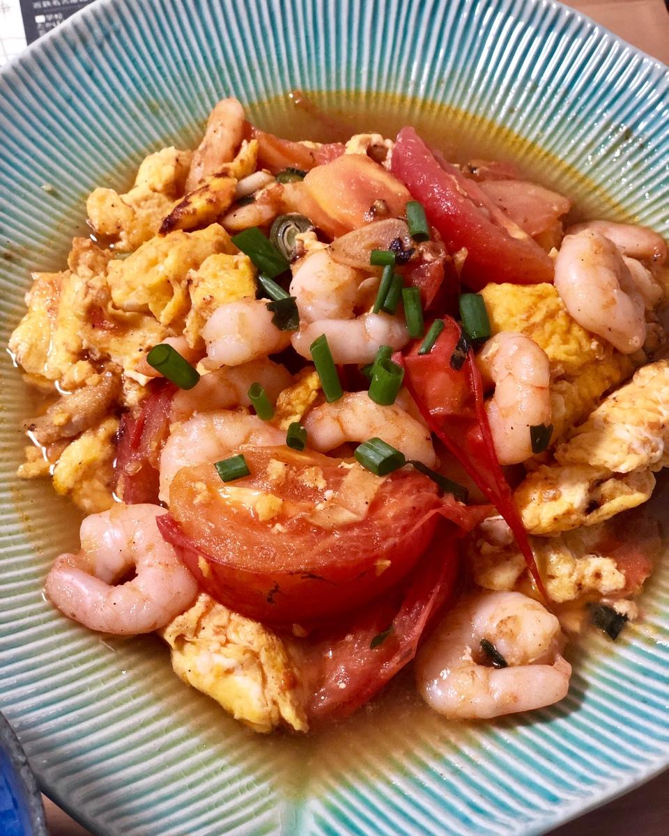 蕃茄鸡蛋炒虾仁