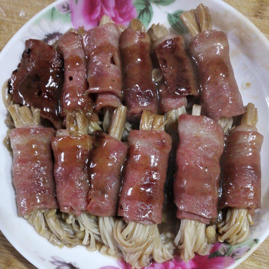 快手十分钟【金针菇培根卷】