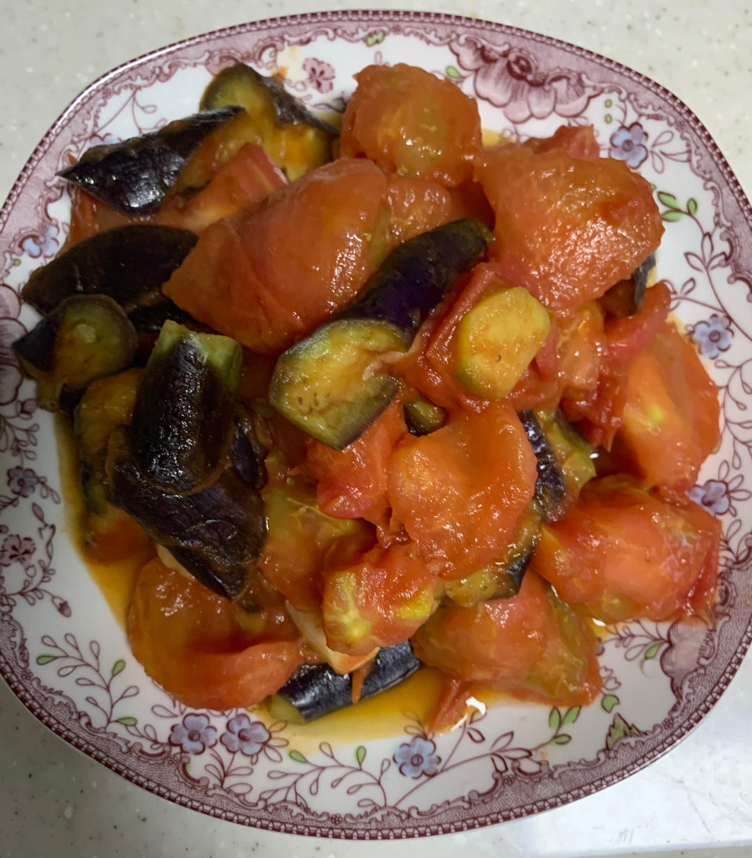 5分钟快手下饭菜#番茄炒茄子🍅番茄家族