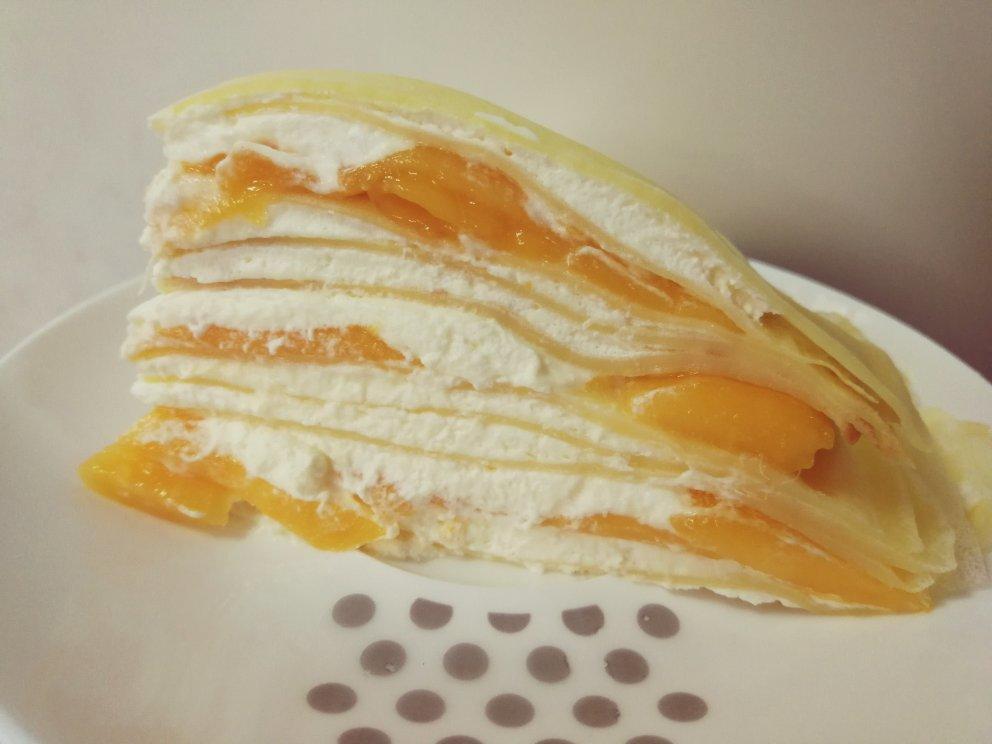 琪琪爱溪溪做的芒果千层蛋糕,100%成功告别煎皮无能