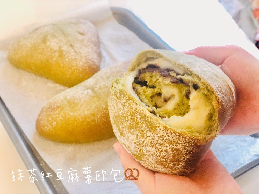 手揉抹茶麻薯软欧包