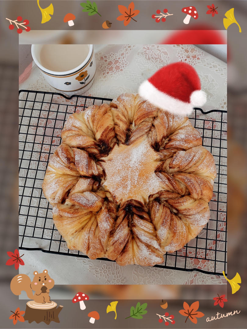 ins网红圣诞红糖肉桂雪花全麦面包（一次发酵）B83