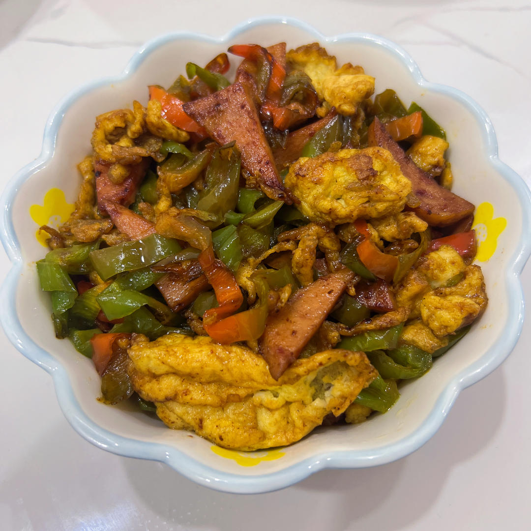 青椒火腿炒鸡蛋