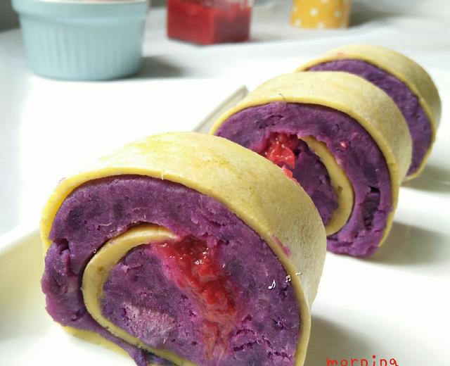 紫薯草莓蛋卷(记录用)的做法