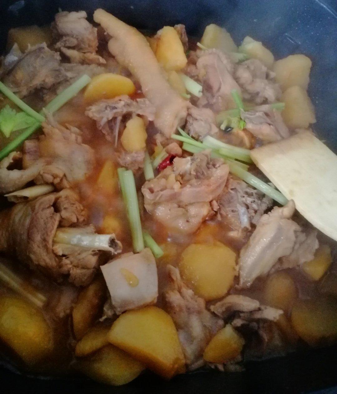 土豆炖鸡肉(一定要多煮点饭，否则不够吃)