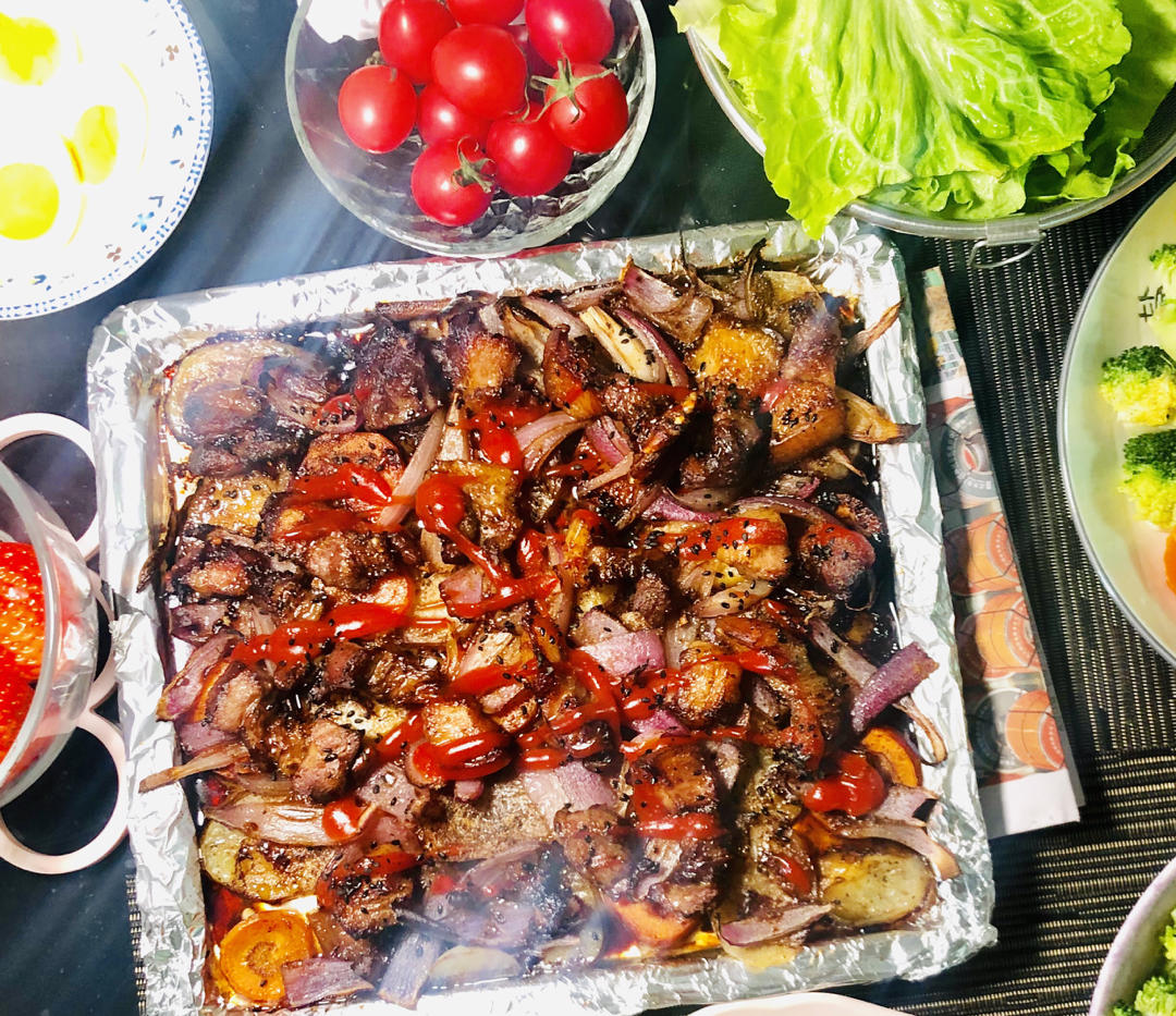 烤箱版土豆烤五花肉