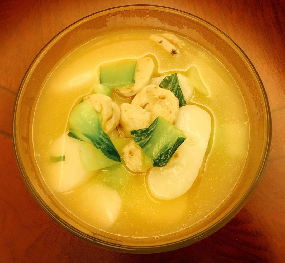 家的味道：青菜肉丝年糕汤