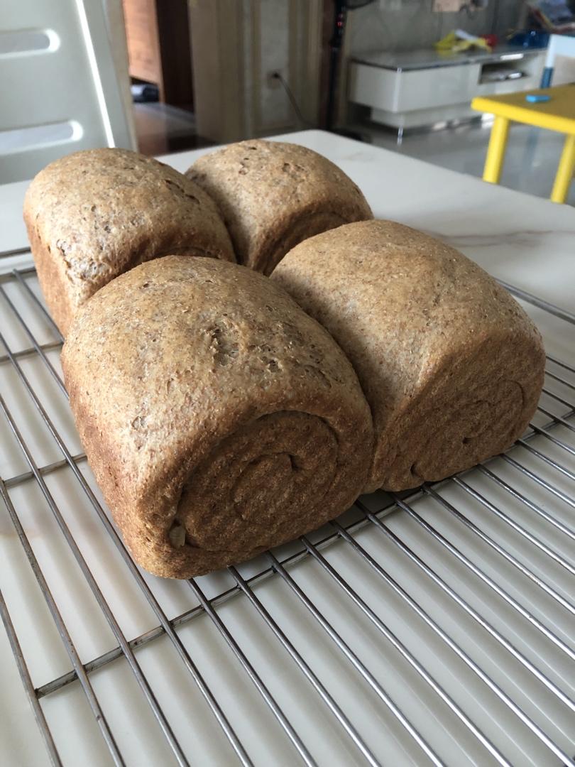 柔软拉丝的100%全麦麦片吐司（一次发酵）