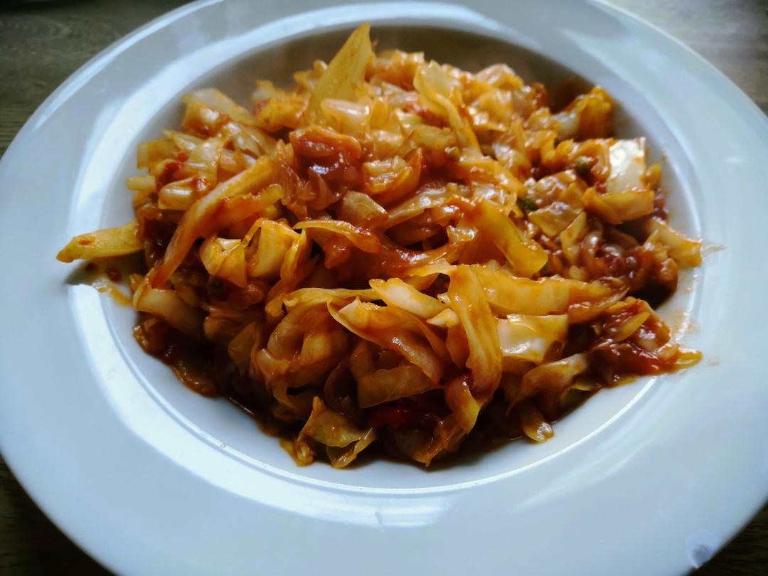 快手下饭的番茄炒包菜丝