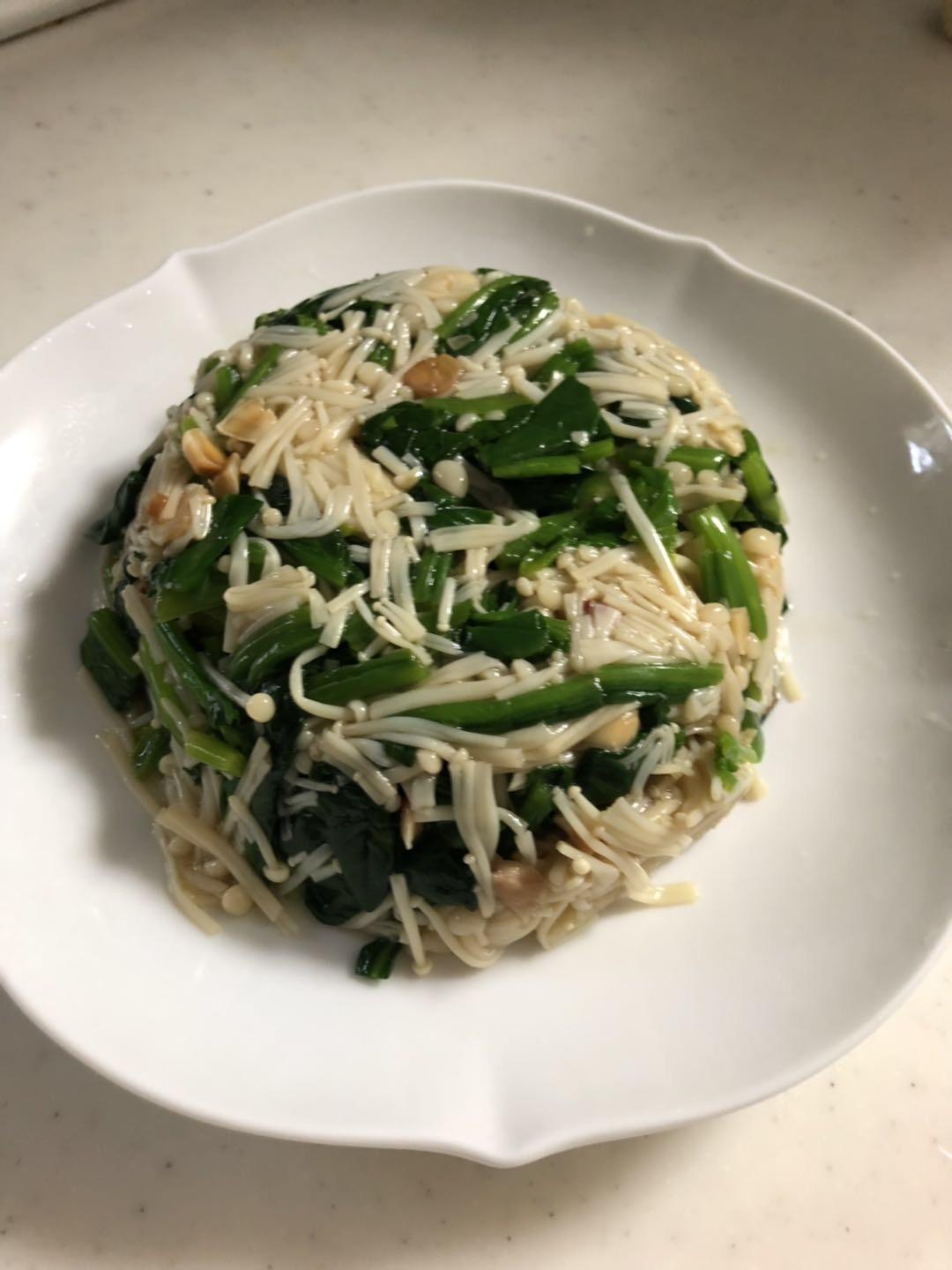凉拌菠菜金针菇