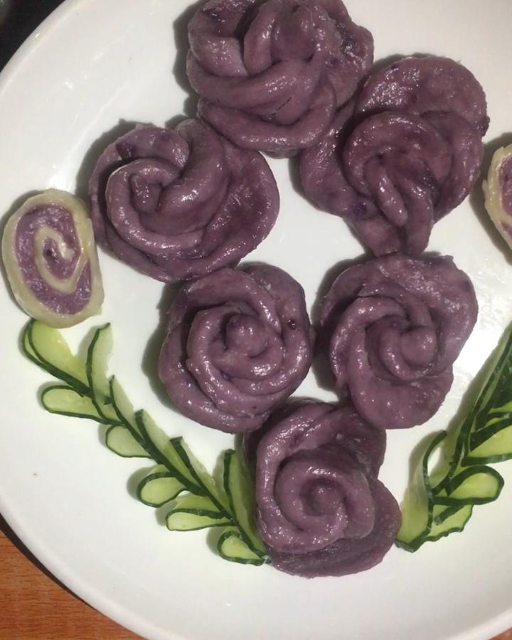 紫薯玫瑰馒头