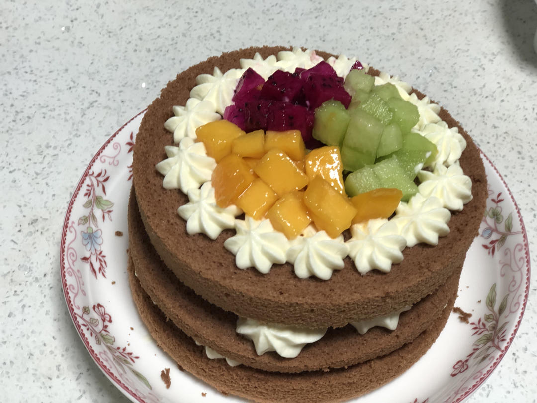 可可水果裸蛋糕（硅胶蛋糕模，不消泡的分蛋海绵）
