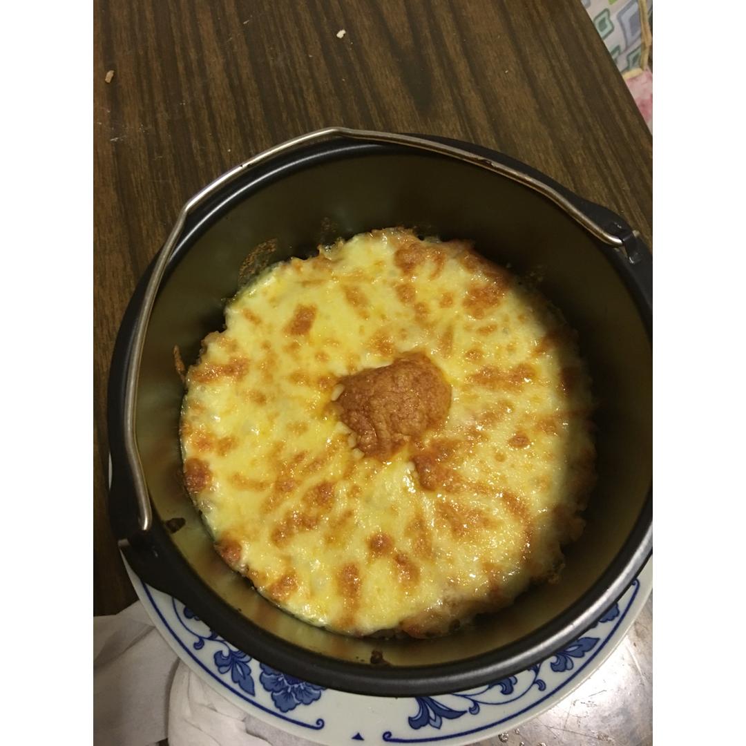 空气炸锅版番茄猪肉培根芝士焗饭