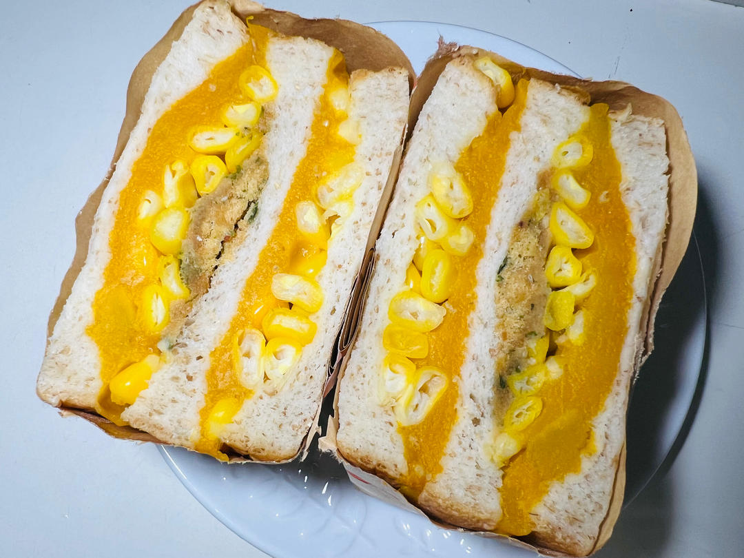 全麦南瓜肉松三明治 ｜ #Healthybreakfast#