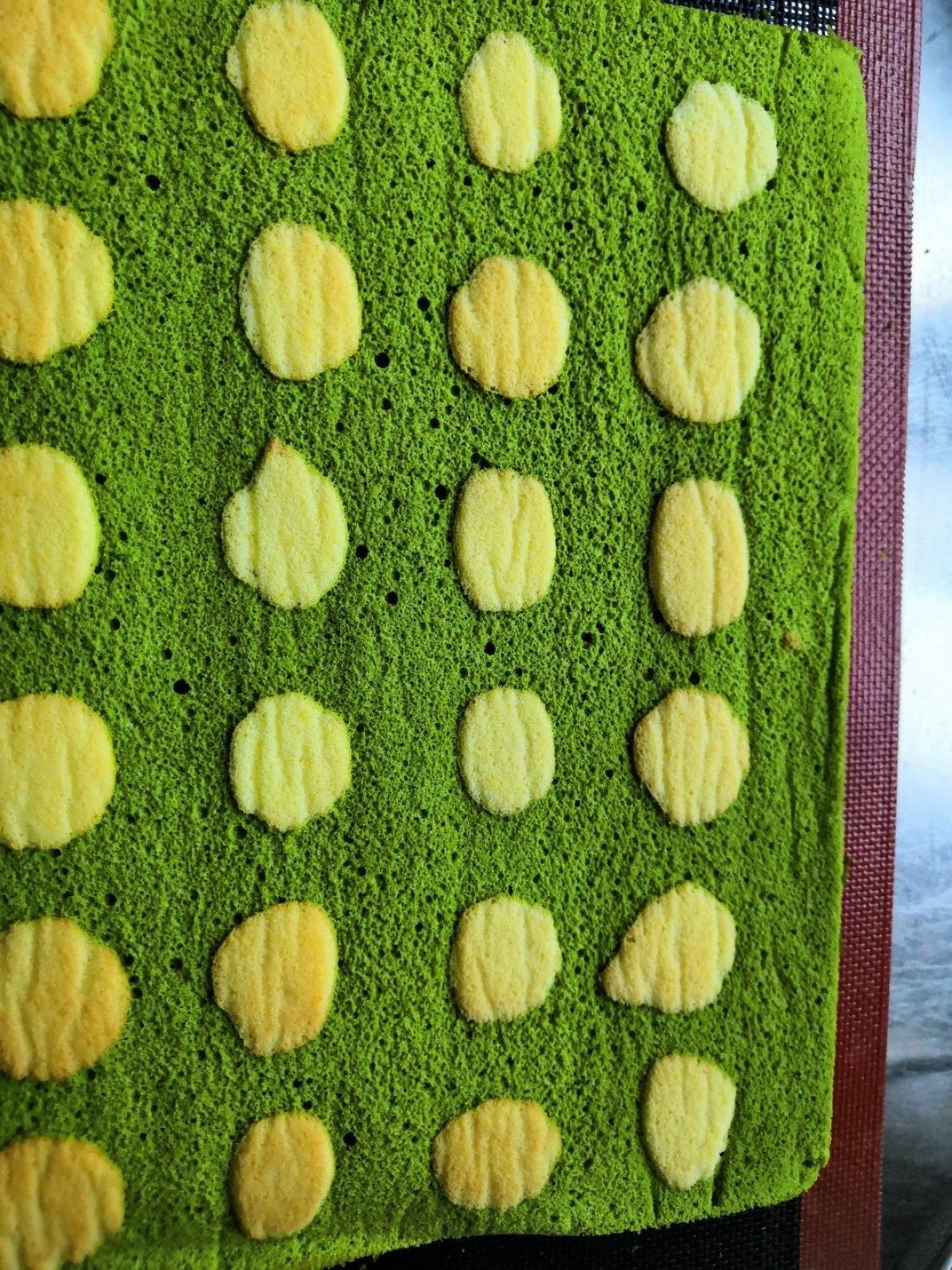 波点抹茶奶冻蛋糕卷