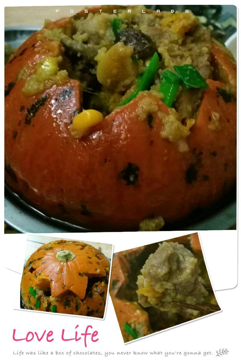 南瓜蒸香菇鸡肉