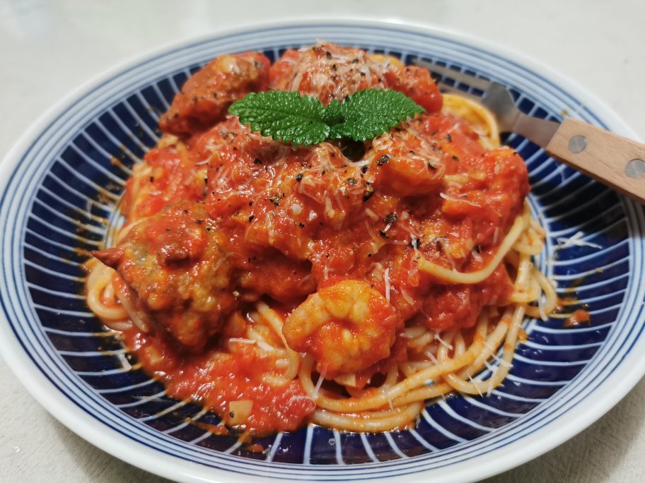 经典意大利面～～红酱牛肉丸意面（pasta with meatball）
