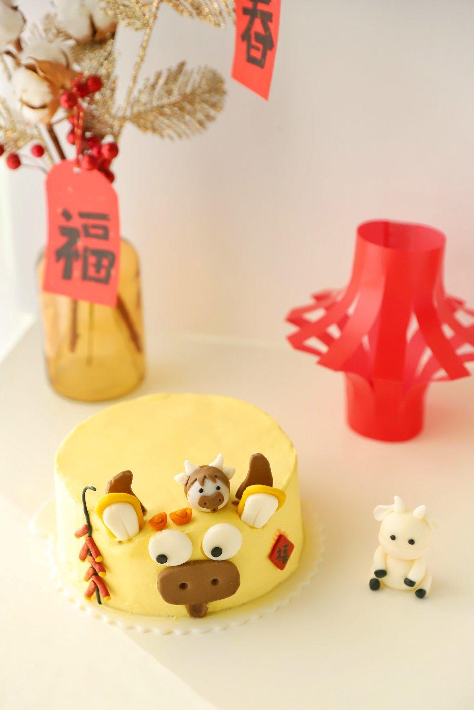 牛年翻糖装饰 新年蛋糕