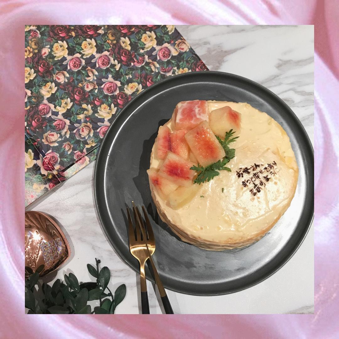 白桃卡仕达奶油蛋糕