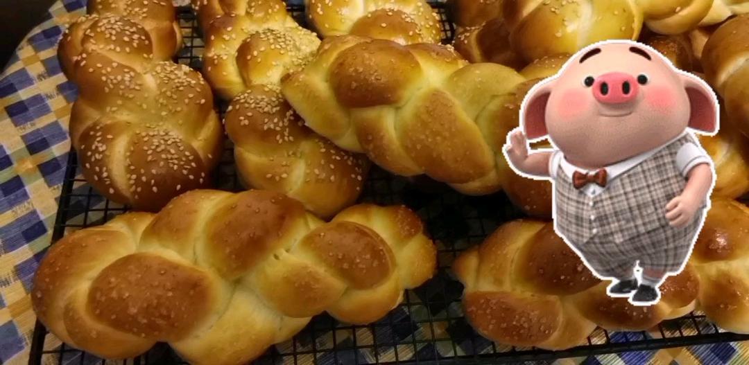 砂糖麻花面包（两股辫子）