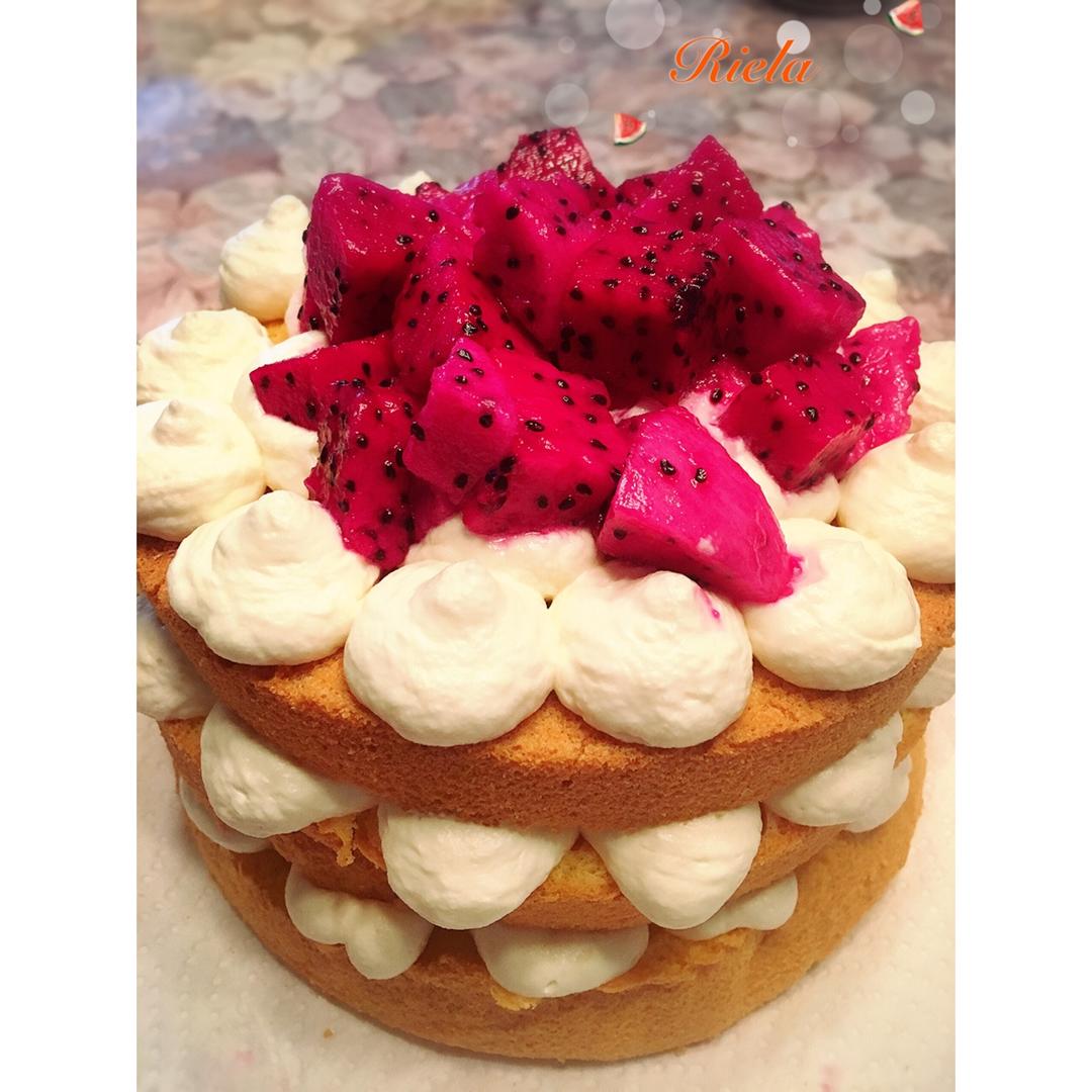 【零失败】不会裱花没关系的水果裸蛋糕 芒果裸蛋糕 完美戚风胚