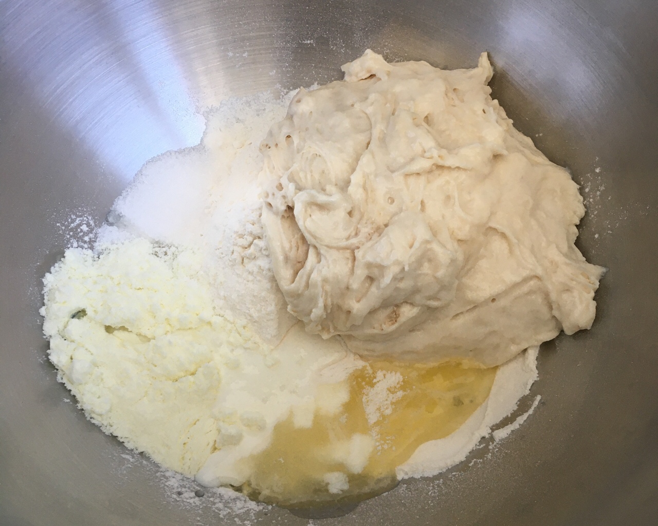 中筋面粉也可以做面包-中种椰蓉/红豆花环中筋粉面包的做法 步骤2
