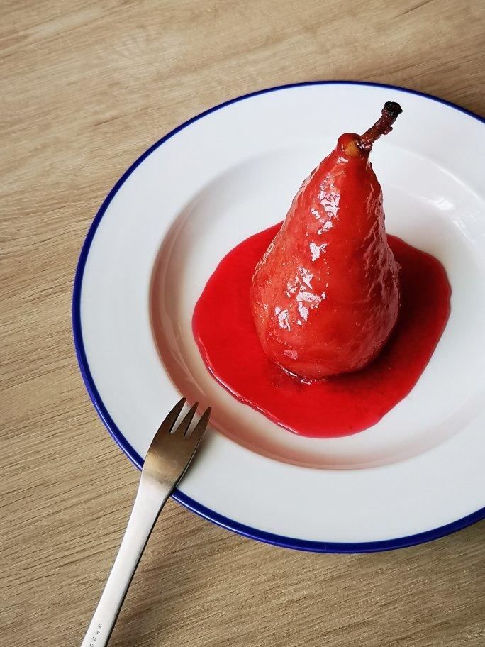 树莓炖洋梨（Raspberry poached pears）