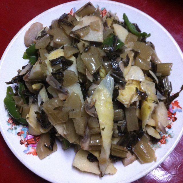蘑菇冬笋炒腌菜