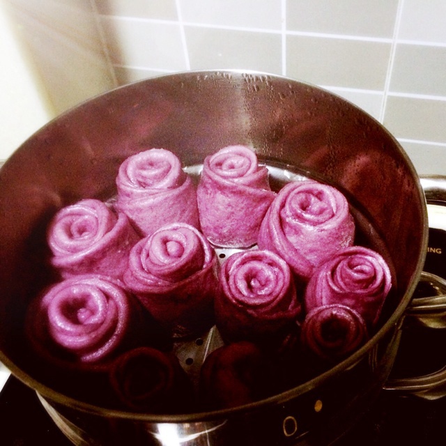 紫薯玫瑰花馒头