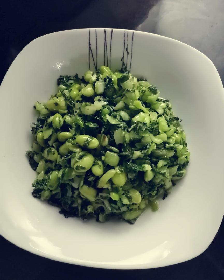 快找不到的时令家常菜【爆腌青菜炒毛豆】