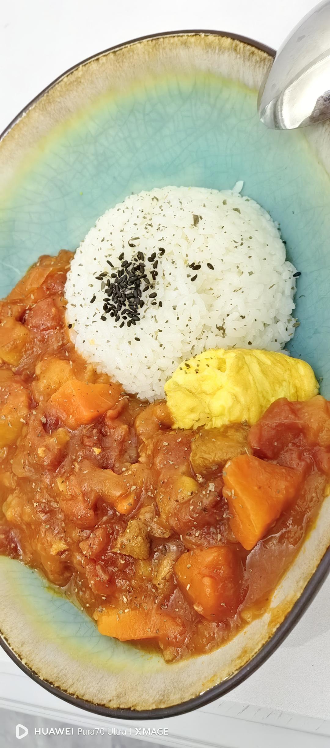 宝妈自用宝宝餐大人饭速成一锅出，番茄咖喱盖饭